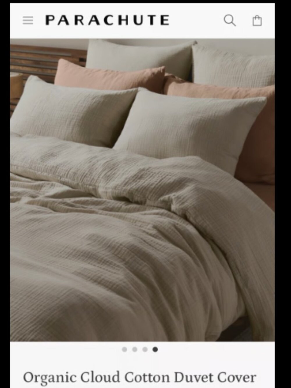 Parachute Organic Cotton “Cloud” King/Cal King Duvet & 5 Pillow Set in “Bone”